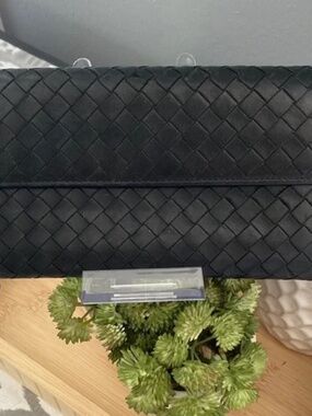 Bottega Veneta Black Woven Leather Wallet with box and dust bag